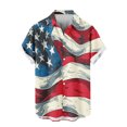 thumbnail image 5 of Shirts for Men under $5 Short Sleeve Lapel Independence Day Print Casual Vintage Bowling Shirt Cuba Beach Summer Button Up Shirt Red L, 5 of 6