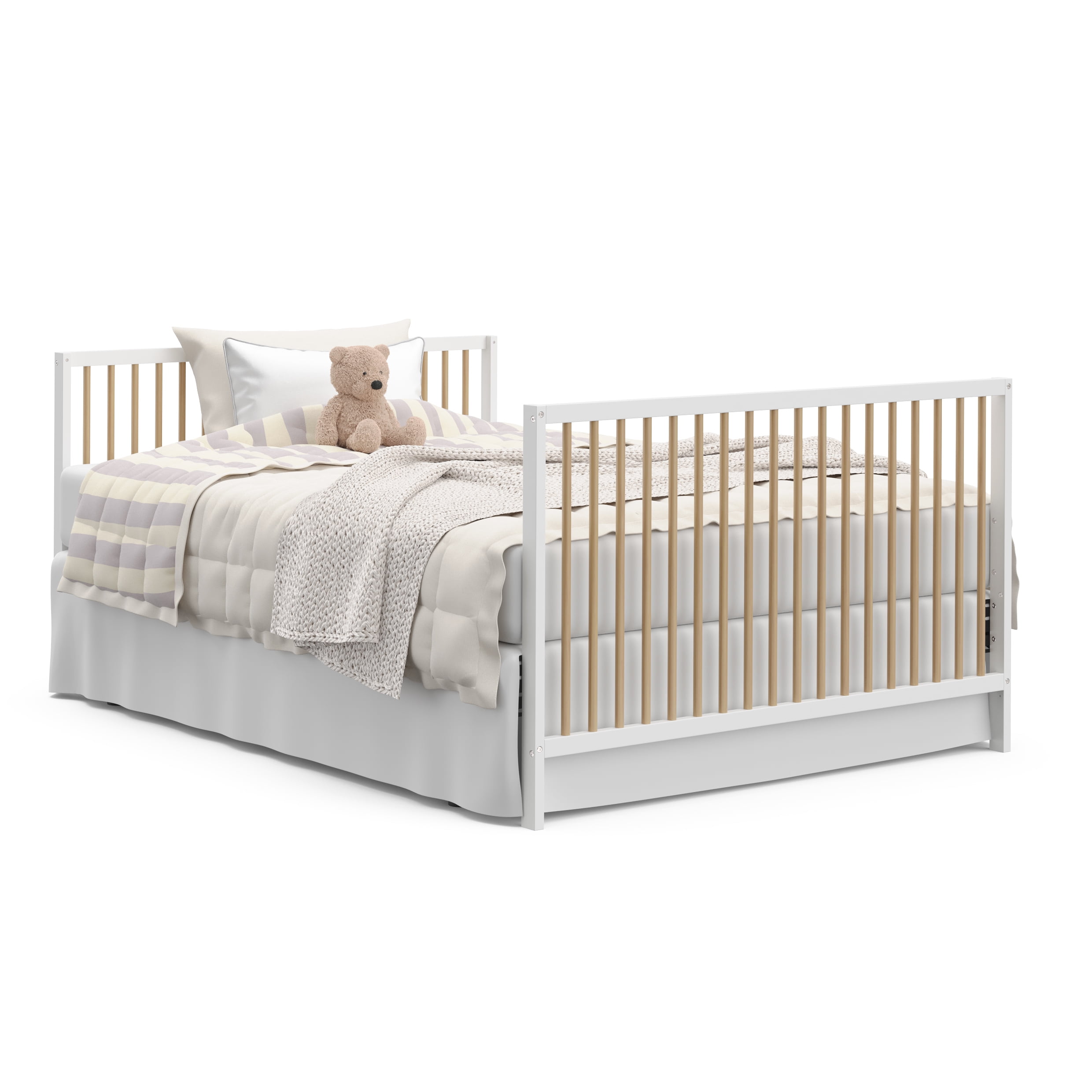 Graco Teddi 5-in-1 Convertible Baby Crib, White with Driftwood