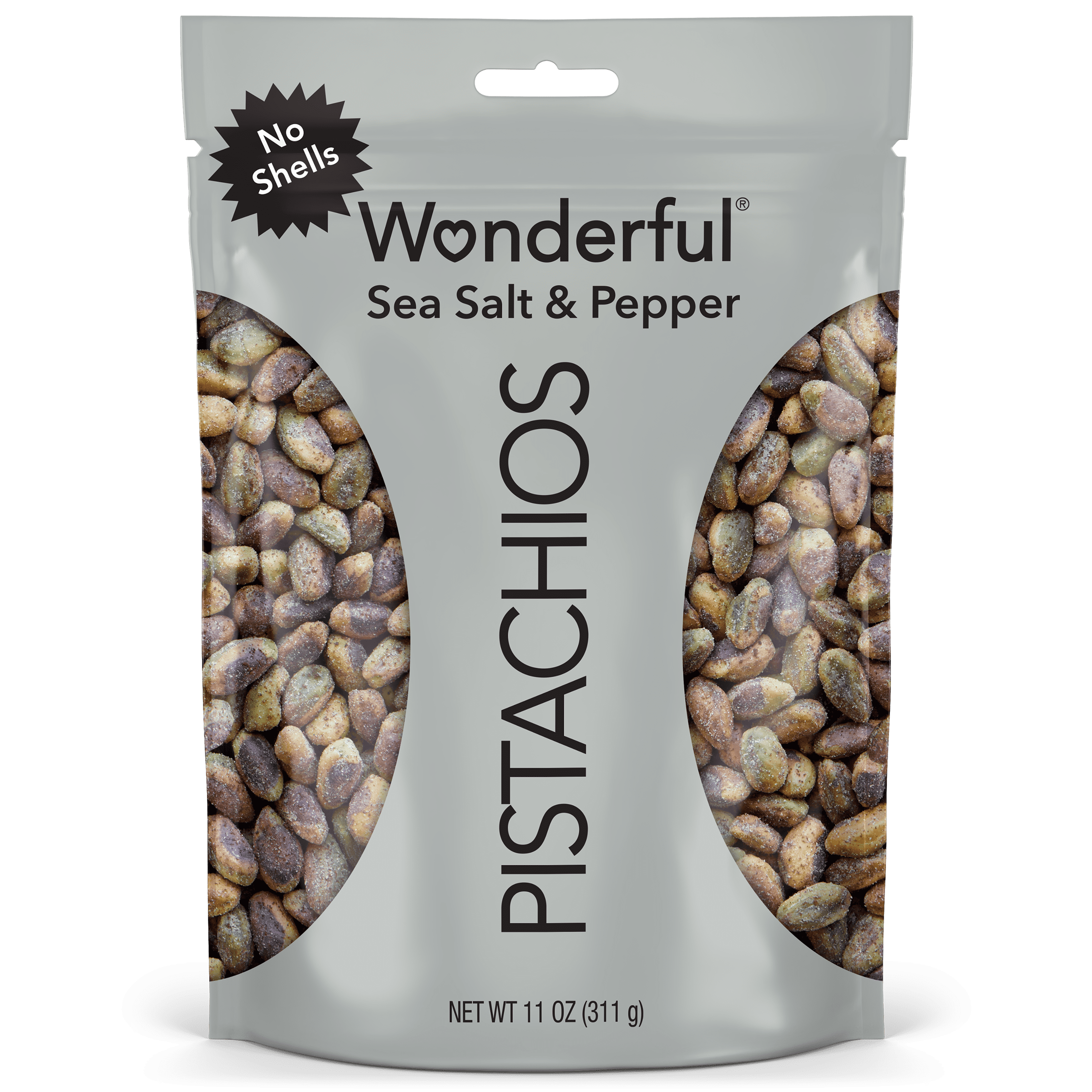 (5 pack) Wonderful Pistachios No Shells Sea Salt & Pepper Nuts, 11 Ounce Bag
