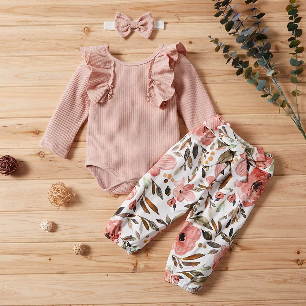 Baby Girls Clothes Cute Baby Clothes Girls Romper + Pant 3pcs Winter Outfit Newborn