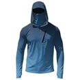 thumbnail image 5 of Men's Ombre Print Hooded Long Sleeve Sun Shirt - Fashionable Gradient Pullover with Built-in Face Mask & Zipper Pocket - UPF 50+ Quick Dry Athletic Top for Fishing, Hiking & Summer 2026 Sky Blue L, 5 of 7