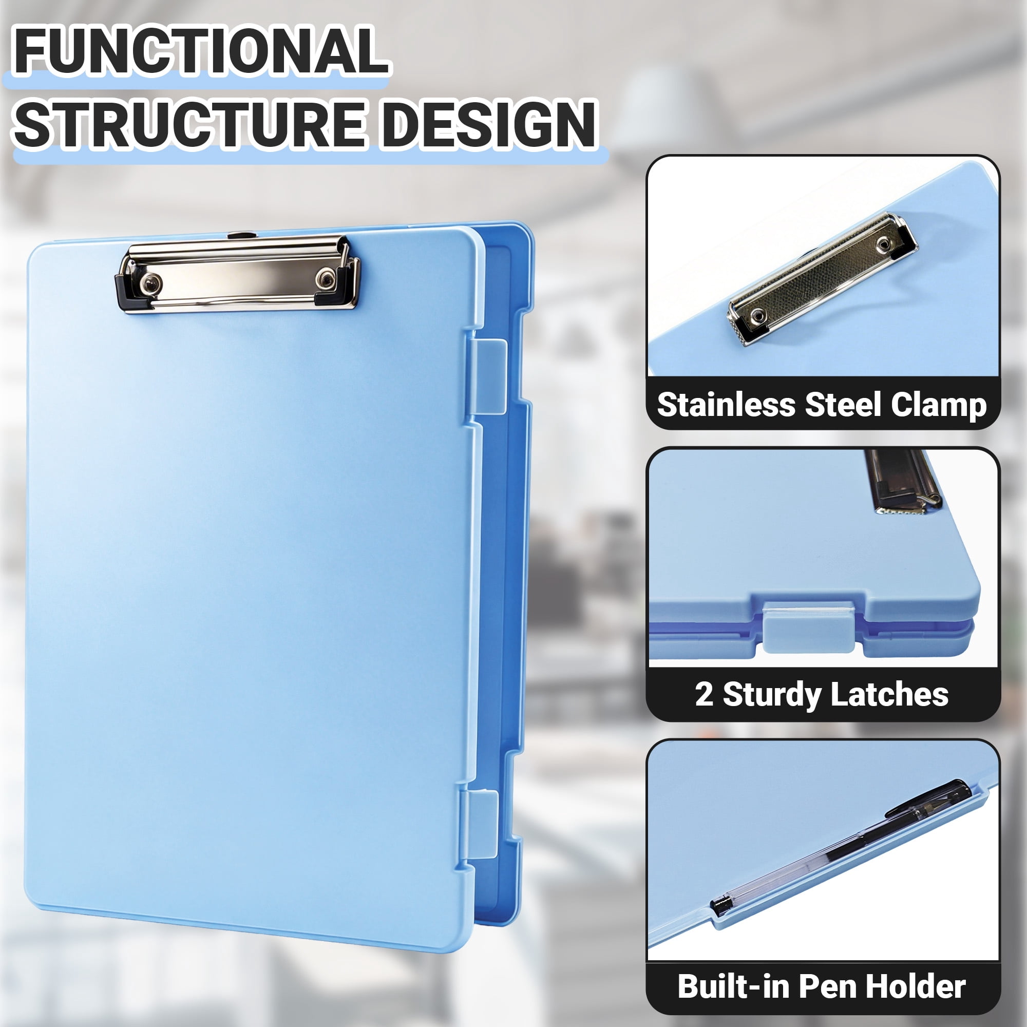 Nursing Clipboard with Storage, Heavy Duty Portable Writing A4 Clip Board with Compartment Organizer, Document Storage Case for Nurses Students Office
