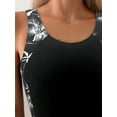 thumbnail image 3 of CL231105 Black and White Side Block Tropical Print Athletic One Piece, 3 of 5