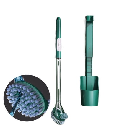 Soft Bristle No Dead Corners Wall-mounted Can Add Detergent Bathroom Supplies Toilet Brush With Holder Bathroom Cleaner GREEN BRISTLE BRACKET