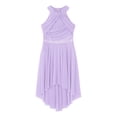 thumbnail image 4 of YONGHS Kids Girls Ballet Lyrical Dance Dress Sleeveless Halter Contemporary Dancing Costume Lavender 8, 4 of 5