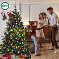 thumbnail image 5 of Qunler Christmas Tree, 6ft Hinged Pre-Lit Christmas Tree with 980 PE & PVC Tips, 300 Warm White & Multicolor 10 Modes LED Lights, Artificial Pine Tree for Xmas Holiday Decor, 5 of 9