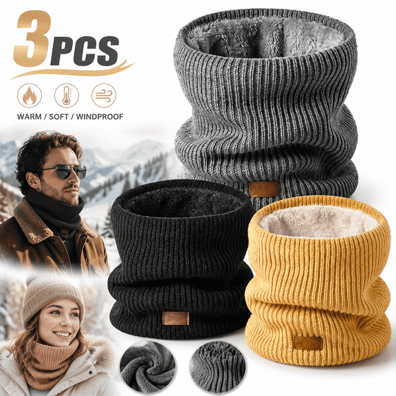 Ustris Winter Neck Gaiters for Men 3 Pack,Neck Warmer Men Women with Thermal Thick Warm Fleece Lined Cold Weather