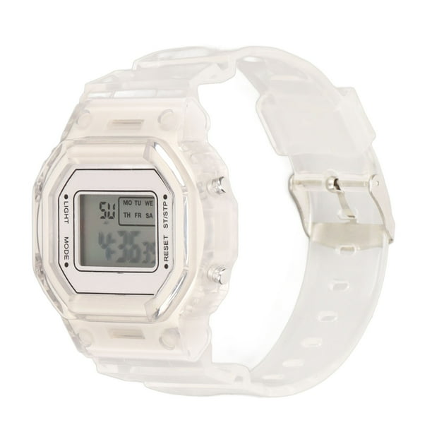 Sports Wristwatch Transparent Digital Watch LED Portable Ultra Thin For Daily Life White