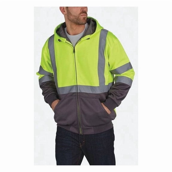 Hi-Viz Sweatshirt, Ylw/Blk, Polymide, 4XL UHV425x-4XBLKYLW