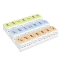 Ezy Dose Weekly (7-Day) Pill Organizer with Push Button Compartments & Pastel Color Lids, 3 Times a Day