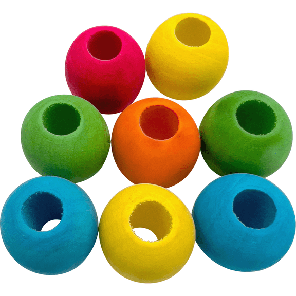 2130 Medium Rainbow Chew Beads Pk8 M&M Bird Toys - Colorful Pet Safe Food Dye Colored Wooden Chewable Balls