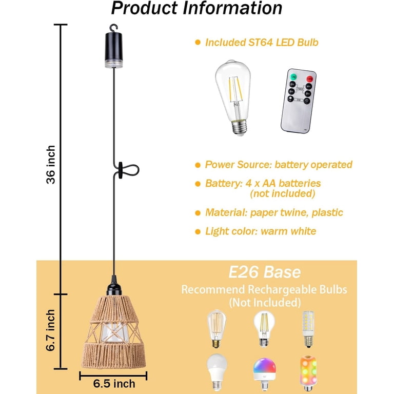 2-Pack Battery Operated Outdoor Chandelier – Beaded Trapezoid Pendant Lights With Warm White LED, IP44 Waterproof For Patio, Pergola & Gazebo