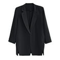 thumbnail image 5 of Povozer Cotton Linen Blazer Jacket for Women Business Dressy Long Sleeve Blazer Loose Casual Single Button Office Blazer Jackets(Black,XXL), 5 of 5