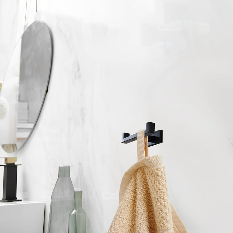 Wall Mount Double Towel Hook Bathroom Robe Towel Holder Hand Tower