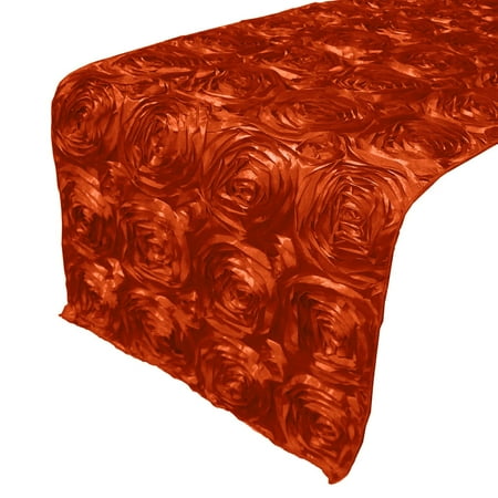 

Satin Rosette Table Runner Raised Roses Copper