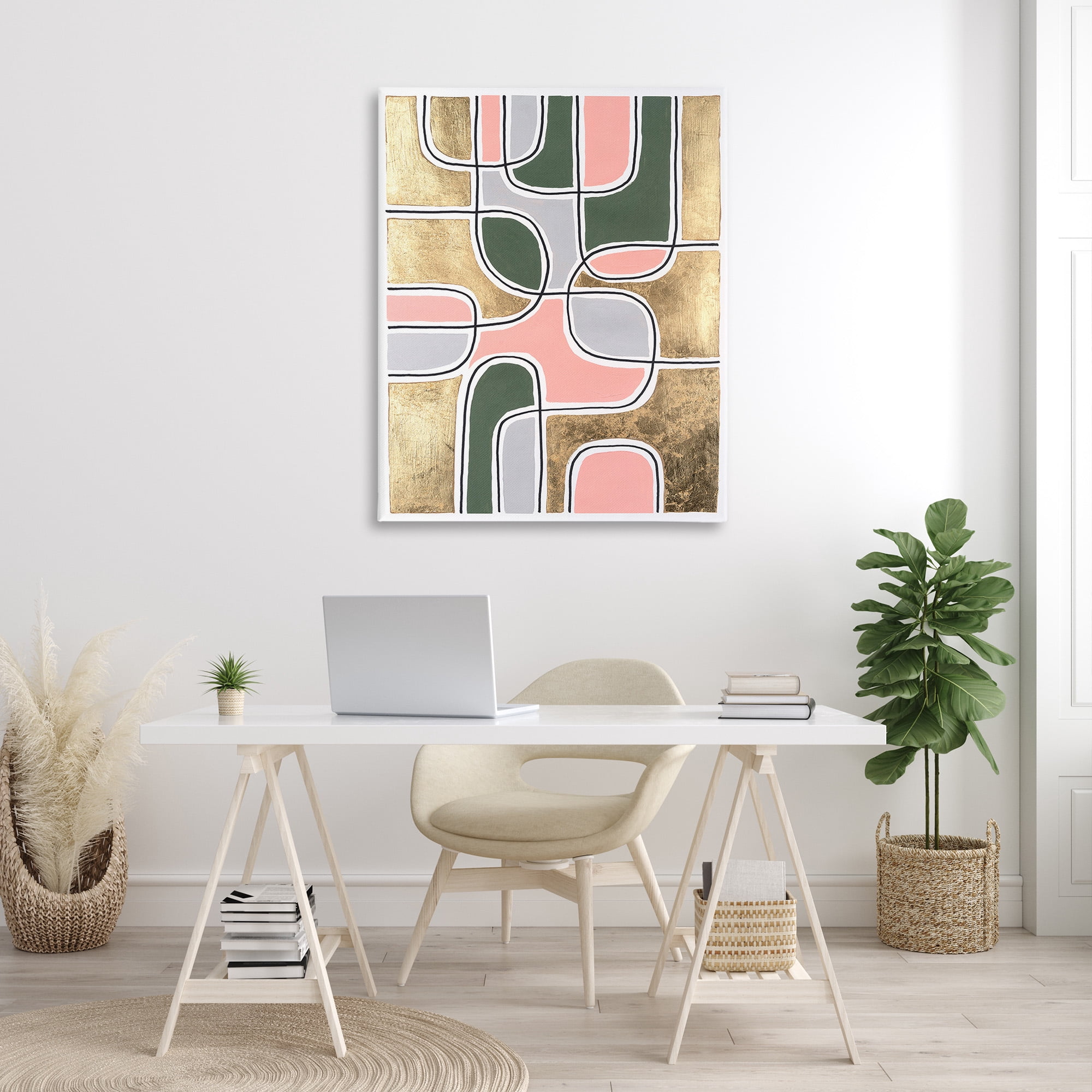 Stupell Industries Retro Glam Geometric Abstract Painting Gallery Wrapped Canvas Art Print Wall Art, 36 x 48