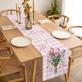 thumbnail image 3 of Pink Tulip Spring Floral Table Runner - 70 Inch Long Romantic Flowers Modern Art Pink Plaid Cotton and Linen Blended Dress Scarves Farmhouse Table Runner for Kitchen Dining, Coffee Table, 13" x 70", 3 of 8