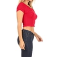 thumbnail image 3 of Women's  2-Pack Short Sleeve Stretch Round Neck Solid Cropped Top, 3 of 4