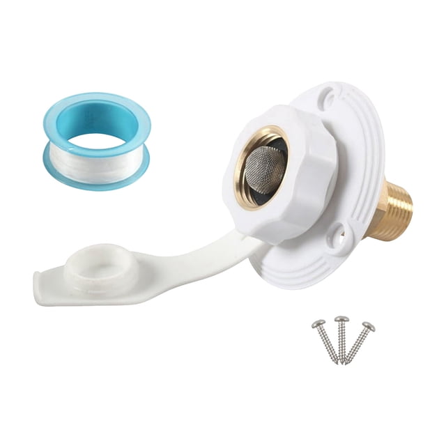 YWIYIUD 1PC Durable Water Filling Inlet Flange Brass Tube with BuiltIn CheckValve and Cover Practical LeakProof Replacement Parts for Travel Trailers Camping and Boats