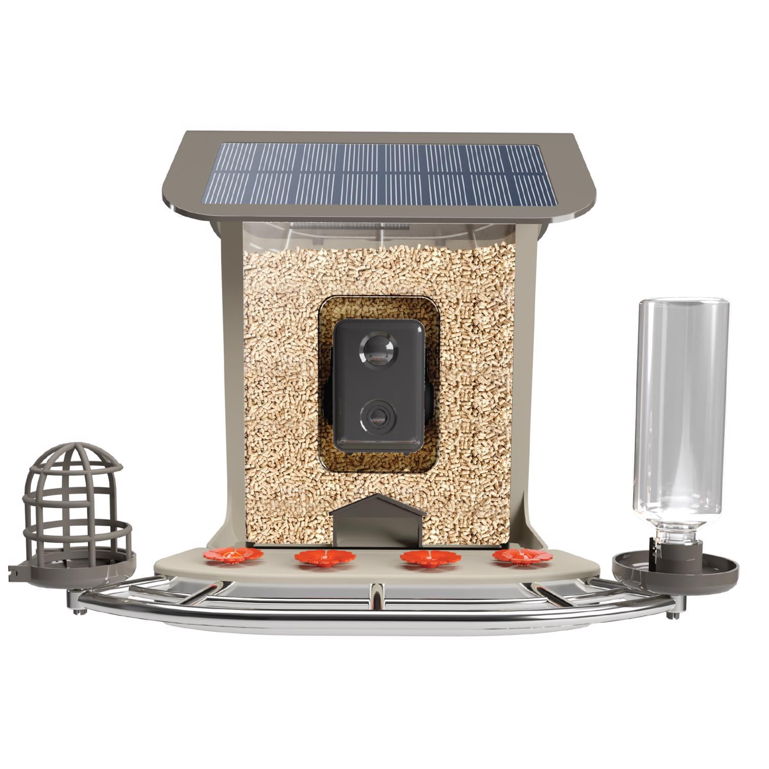 Feit 2.5 Liter 1 Ports Smart Camera Wild Bird Plastic Bird Feeder, Brown