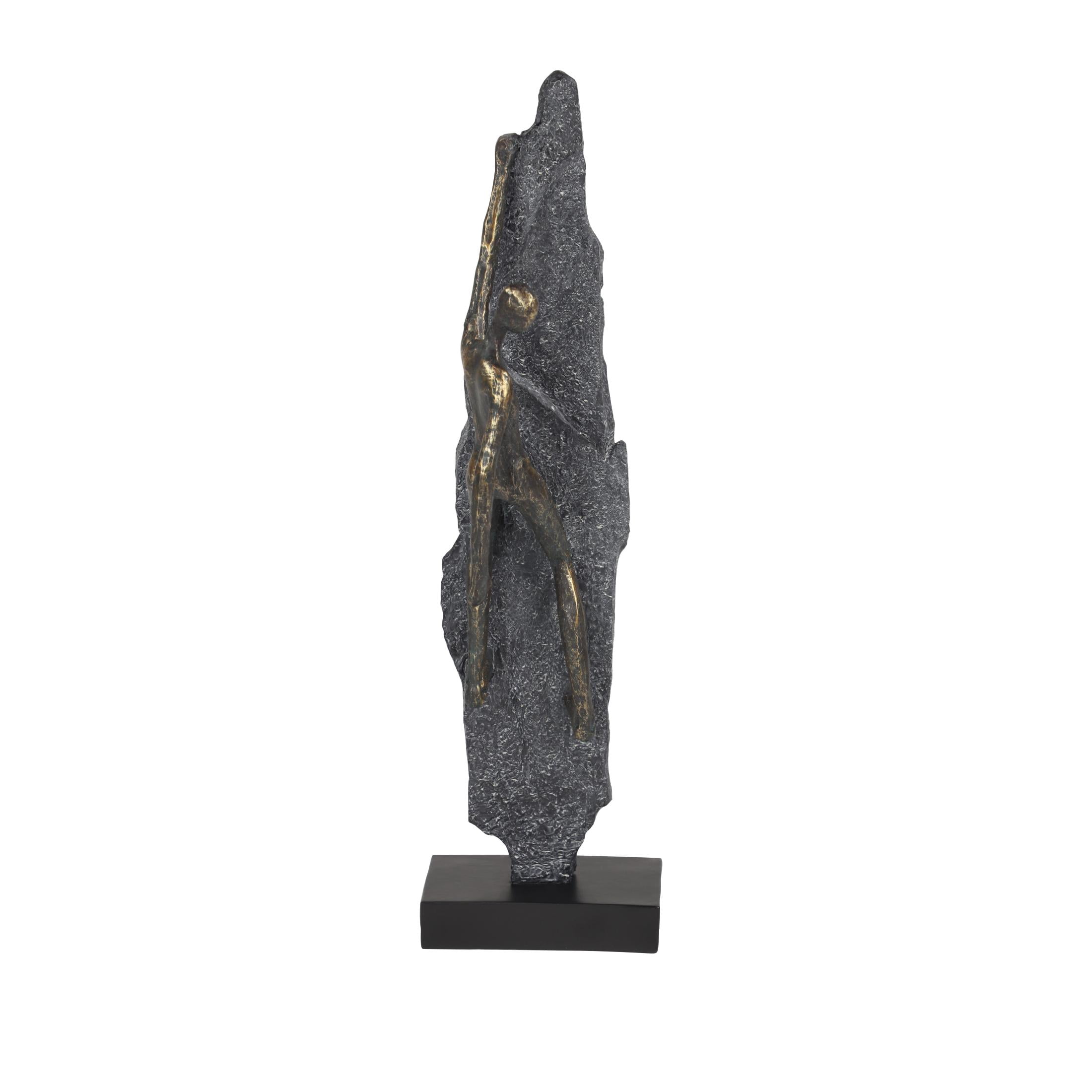 6" x 19" Bronze Polystone Climbing People Sculpture, by DecMode