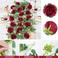 thumbnail image 5 of 3FT Artificial Eucalyptus Garland with Flowers, Burgundy Rose Vine Flower Garland, Silk Burgundy Rose Garland Faux Floral Garland for Table, Wedding, Bedroom, Party, Wall Decor, 5 of 5