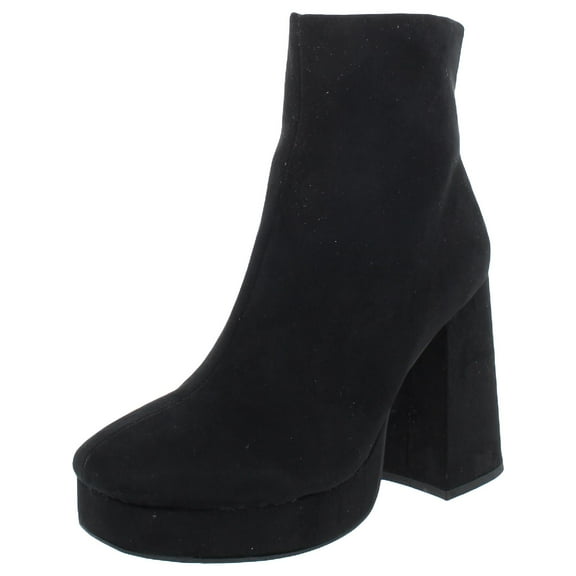 WILD PAIR Womens Black 1" Platform Padded Slip Resistant Coraa Round Toe Block Heel Zip-Up Booties 6.5 M