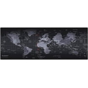 Large Gaming Mouse Pad Printed with World Map Stitched Edges Speed Silky Smooth Surface Non-Slip Rubber Base Mats 300x800x2mm/11.8x31.5x0.08 inch Black Edges