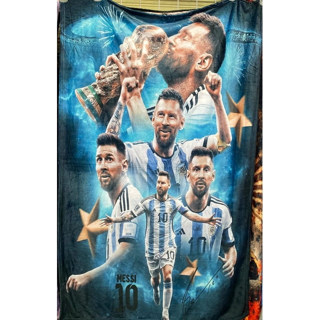 Exclusiva! Cobija Frazada Ultra Suave Collage Leo Messi 10 Argentina Campeones