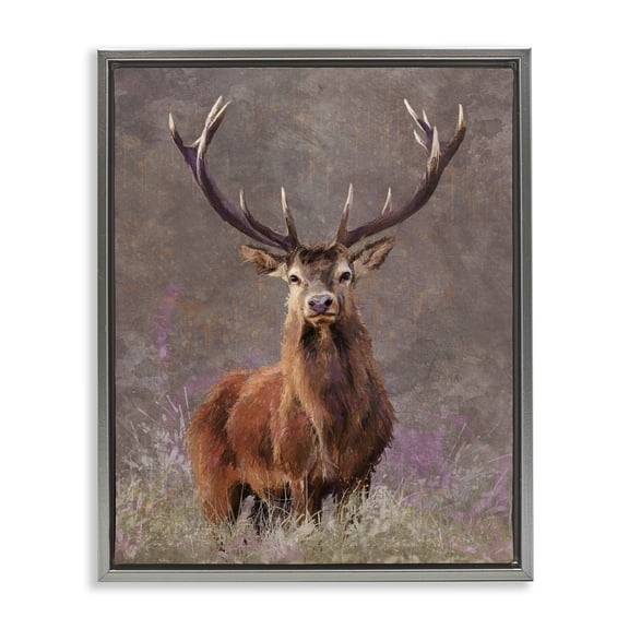 Stupell Industries Farmhouse Elk Portrait Forest Grove Gray Floating Frame Canvas Art, 17 x 21, by Pip Wilson