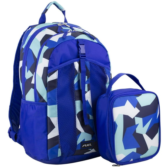 Fuel Backpack & Lunch Bag Bundle, Deep Sea Blue/Jagged Shapes Print One Size