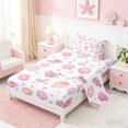 thumbnail image 2 of Manfei Cartoon Pink White Seashell Twin Sheet Sets for Kids Boys and Girls, Coral Bow Bedding 3-Piece, 1 Flat Sheet, 1 Fitted Sheet and 1 Pillowcase, 2 of 6
