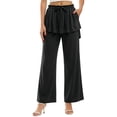 thumbnail image 7 of Noric Women Straight Leg Peplum Pants with Pockets High Waisted Drawstring Casual Summer Flowy Palazzo Pants Loose Fit, 7 of 7