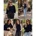 thumbnail image 6 of QUALFORT Women’s Crew Neck Pullover Sweater, Soft Lightweight Long Sleeve Knit Top, Navy, Size M, 6 of 7