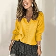 thumbnail image 3 of Suéter de cuello en V con encaje para otoño e invierno, suéter holgado de manga larga de color sólido para mujeres europeas y americanas, 3 of 6