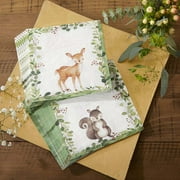 Kate Aspen Decorative 2 Ply Paper Napkins - Set of 60 - 6.5 Inch Durable Disposable Serveware, Easy Cleanup for Birthday, Wedding, Bridal Shower, Baby Shower, Anniversary Party (Bulk) - Woodland Baby