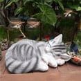 thumbnail image 4 of Cat Garden Statue Outdoor Decor,Sleeping Cat Statue Garden Decor,Outdoor Cat Sculpture & Figurine Lawn Ornament,Grey Tabby Statue for Patio, awn,Yard Decorative, 4 of 5