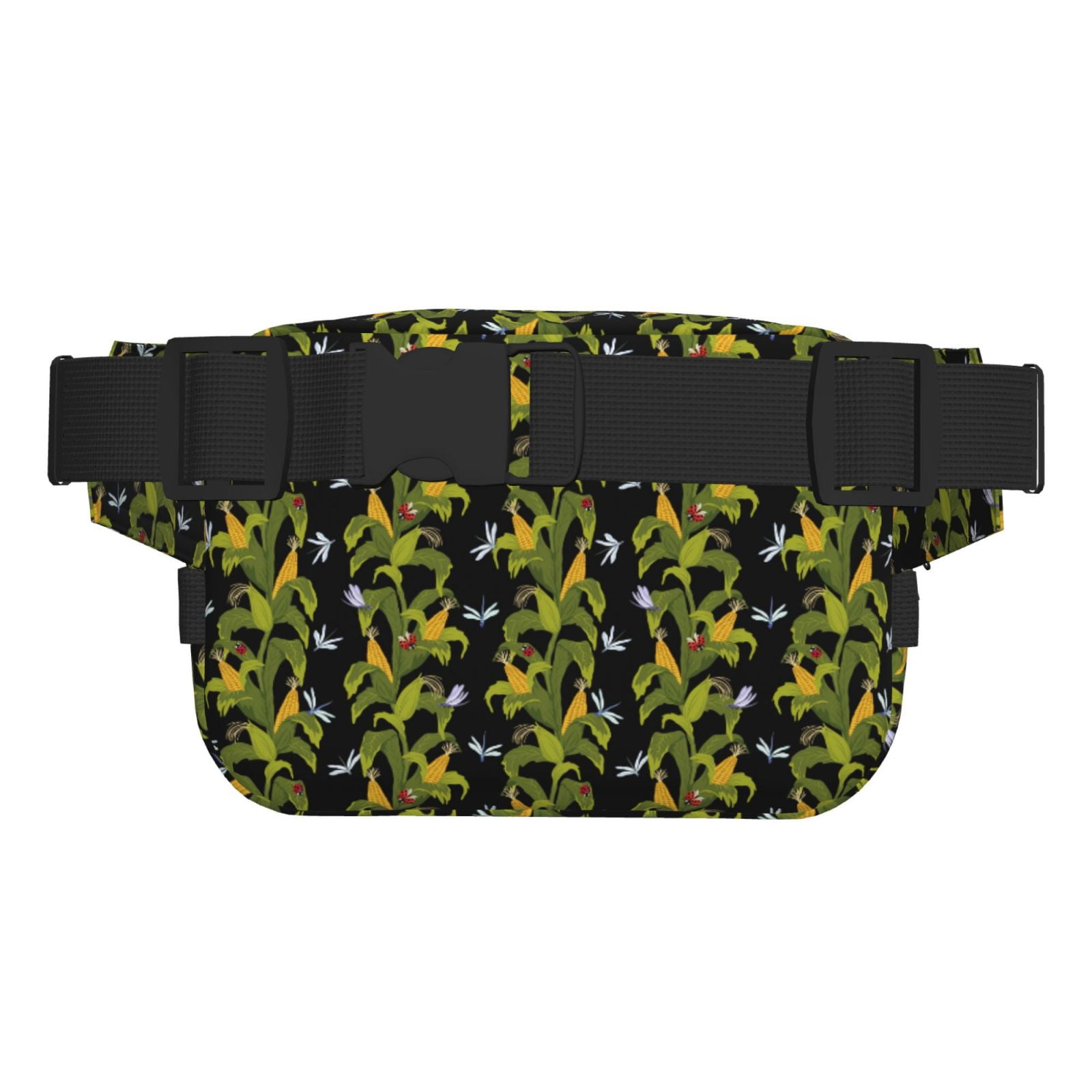 Picia Corn And Dragonflies Print Square Double-Layer Waist Bag Mini Adjustable Waist Belt Bag Exercise Running Travel Hiking