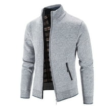 Jackets for Men Stand Collar Zipper Large Size Warm Knit Jacket Solid Color Fashion Casual Cardigan Sweater