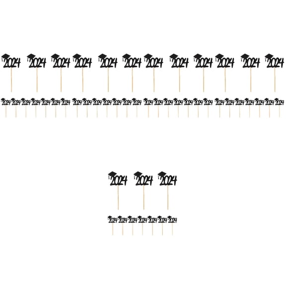 Hemoton 5 Pieces Graduation Cake Decor Happy Birthday Banner Topper Toppers Cupcake Black