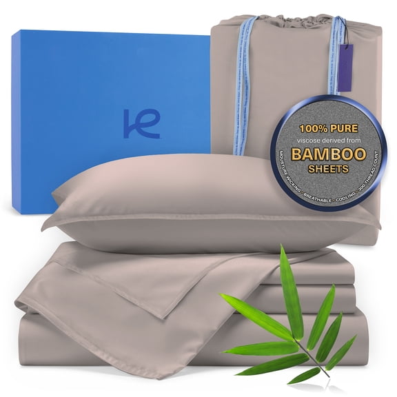 Kickoff Viscose Bamboo Sheets California King Size 4-pc 100% Organic Bamboo Viscose Bed Cooling Sheets Cal King Set Cool Bedding for hot sleepers sheet, Flat, Fitted, Pillowcases (Buttercream, CK)