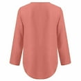 thumbnail image 3 of CHOK Blouses et Chemises pour Femmes à Fermeture Éclair Manches Longues Unies Col en V Tunique Décontractée Ourlet Incurvé T-shirts chandail-Overs Blouses pour Dames pour l'Automne, 3 of 5