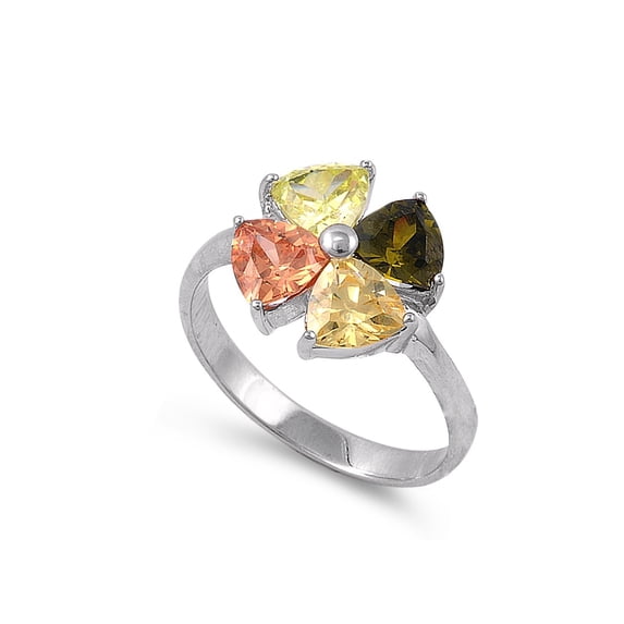 Flower Diana Cubic Zirconia Ring Sterling Silver 925