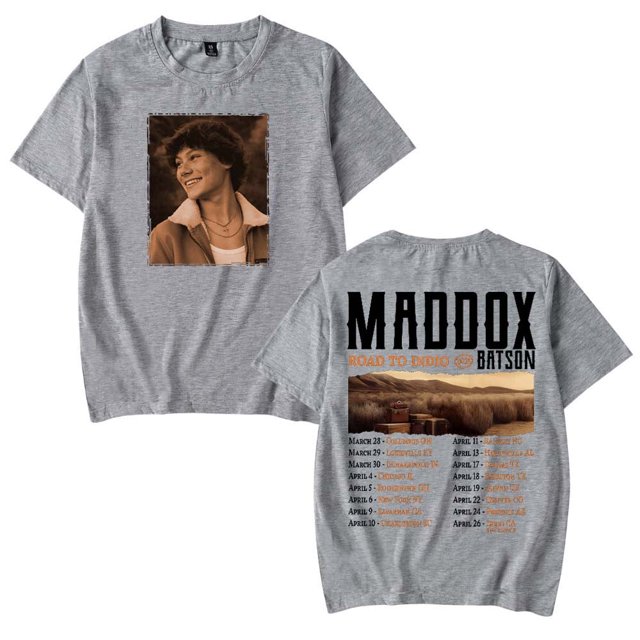 T-Shirt Maddox Batson Road To Indio Tour 2025 Femmes Hommes Décontracté Col Rond Manches Courtes Mode Tee