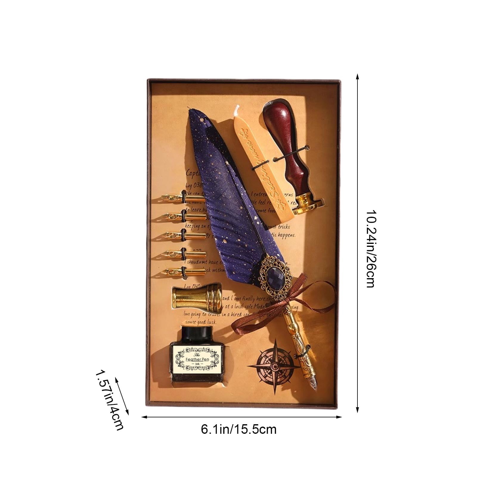 Xheghe Quill Pen Set with Ink, Nibs, Seals & Stand - Ideal for Calligraphy, Journaling & Gift-Giving