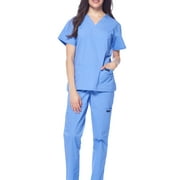 Dagacci Medical Uniform Unisex Scrubs Set Scrub Top and Pants