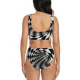 thumbnail image 3 of Wukai 3D Vortex Illusion Women's Bikini Set Two Piece,wimsuit High Waisted V Neck Twist Front Adjustable Spaghetti Straps Bathing Suit-XX-Large, 3 of 7