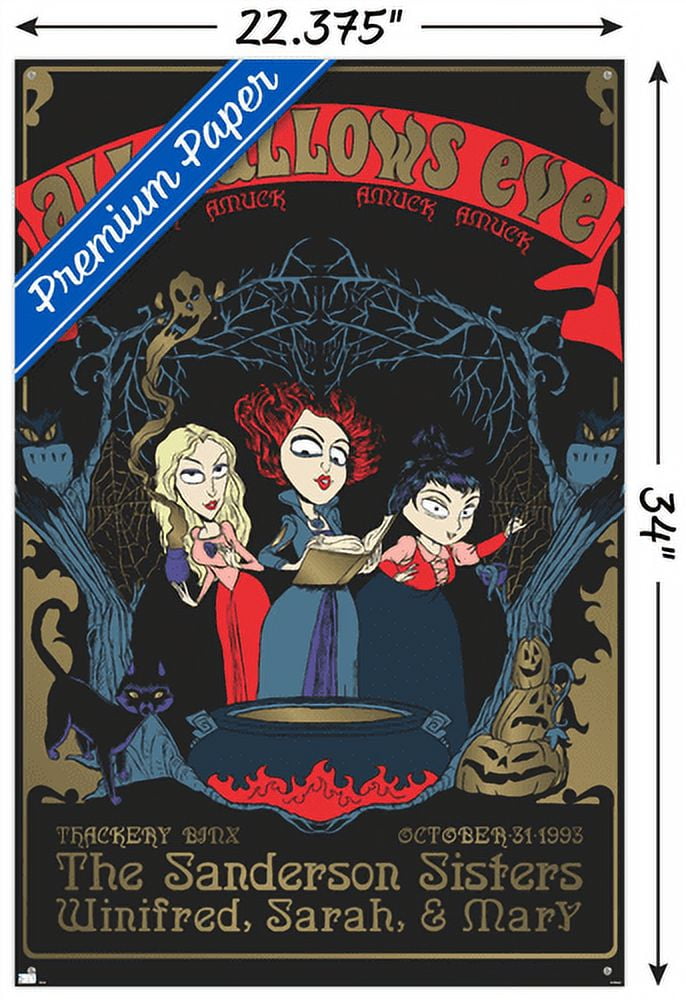 Disney Hocus Pocus - All Hallows Eve Wall Poster with Push Pins, 22.375" x 34"