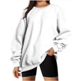 thumbnail image 1 of ORUYROP Chandails en Molleton Surdimensionnés pour Femmes Manches Longues Col Rond Chandail Décontracté Ample Couleur Unie Polaire Tops Pulls, 1 of 7