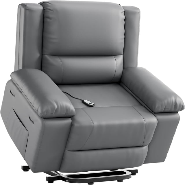 Eastvita Fauteuil Inclinable Releveur Électrique en Cuir PU Gris de 22 Pouces avec Fonctions de Massage et de Chaleur